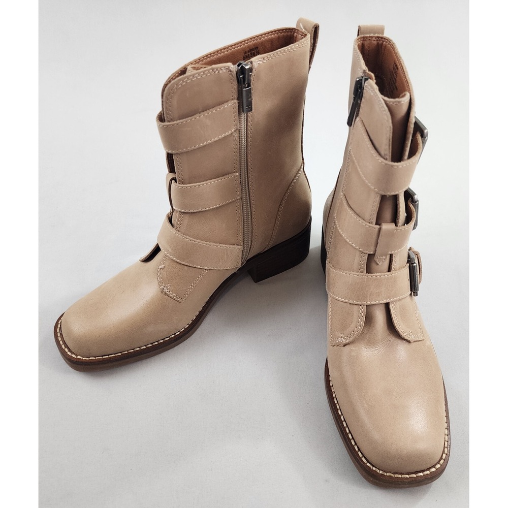 Lucky Brand Katriny Boots Womens 6 M Smoke Brown Leather Mid-Calf Block Heel